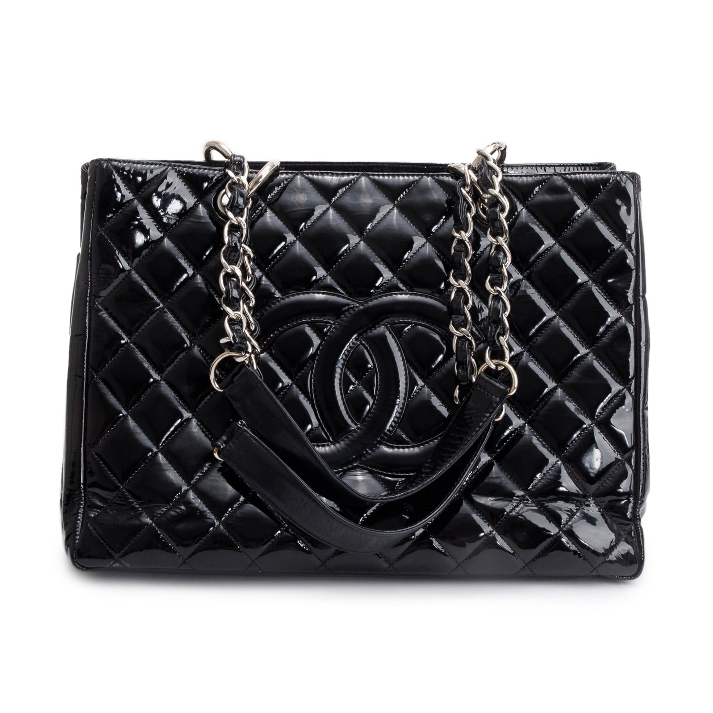 Chanel Black Patent Leather Grand Shopping Tote (GST)