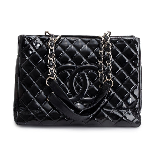 Chanel Black Patent Leather Grand Shopping Tote (GST)