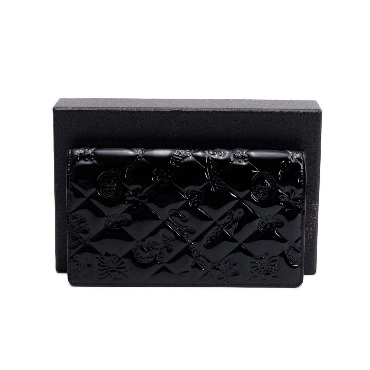 Chanel Black Patent Leather Lucky Symbols Bifold Wallet