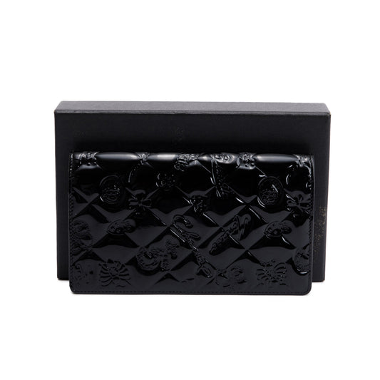 Chanel Black Patent Leather Lucky Symbols Bifold Wallet