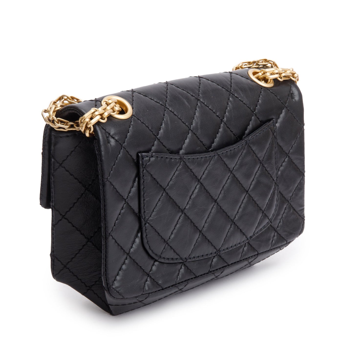 Chanel Black Quilted Calfskin Leather 2.55 Reissue 224 Flap Bag