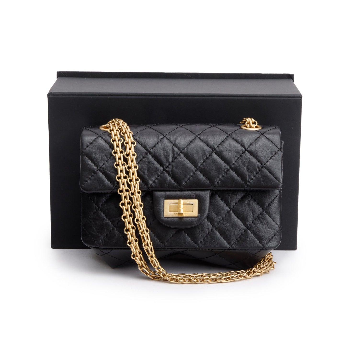 Chanel Black Quilted Calfskin Leather 2.55 Reissue 224 Flap Bag