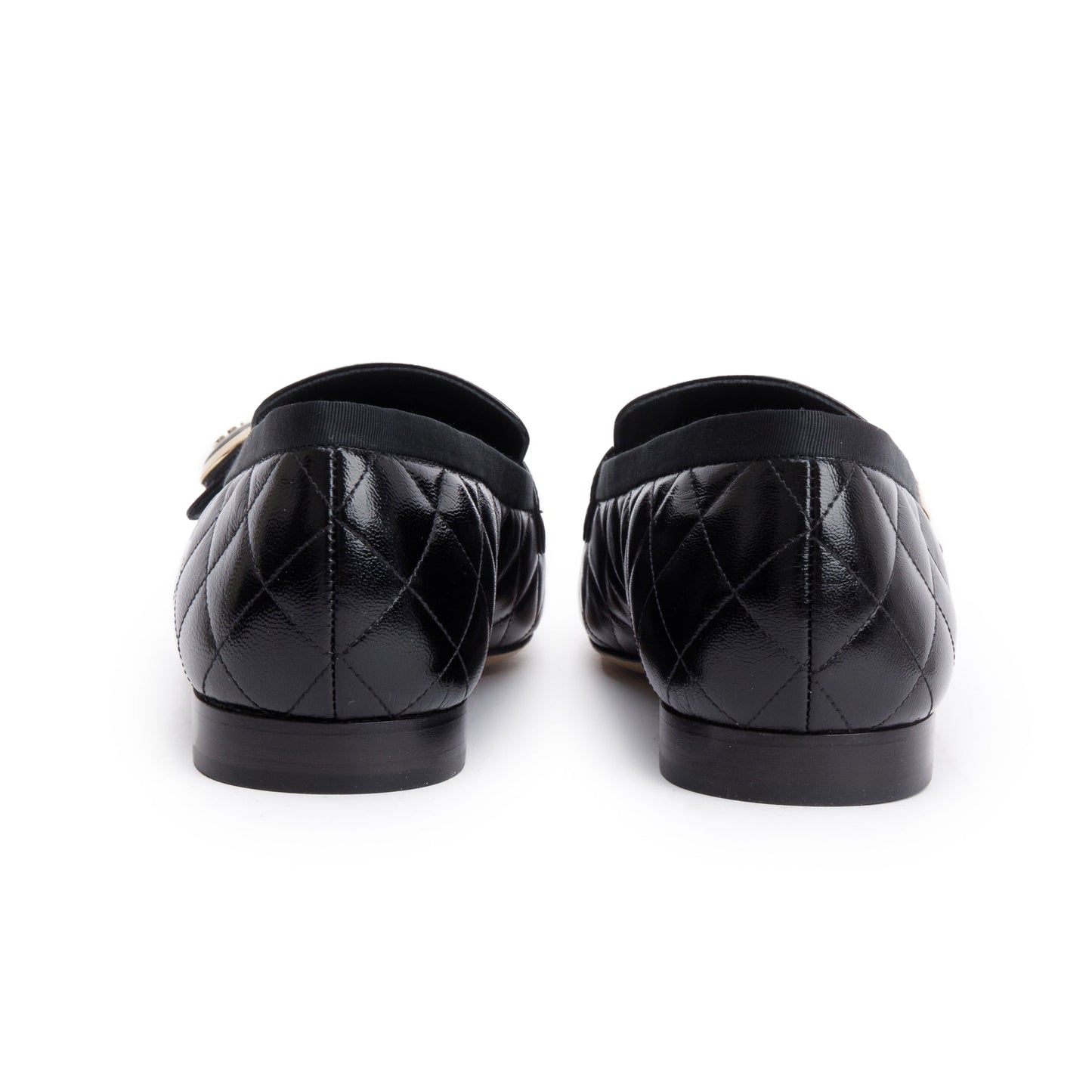 Chanel Black Quilted Calfskin Leather CC Logo Loafer, Size 40