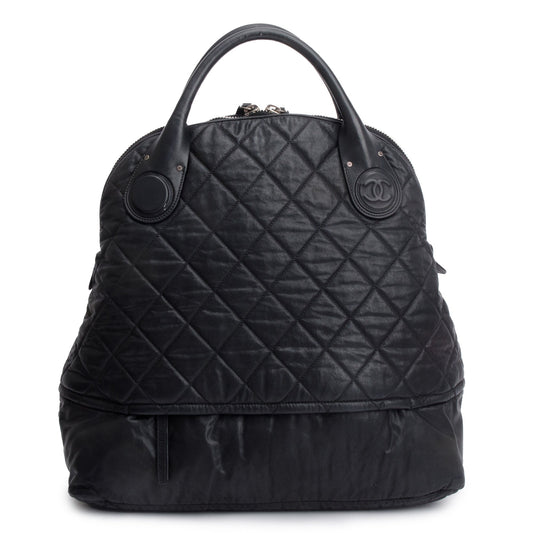 Chanel Black Quilted Calfskin Leather Expandable Travel Bag