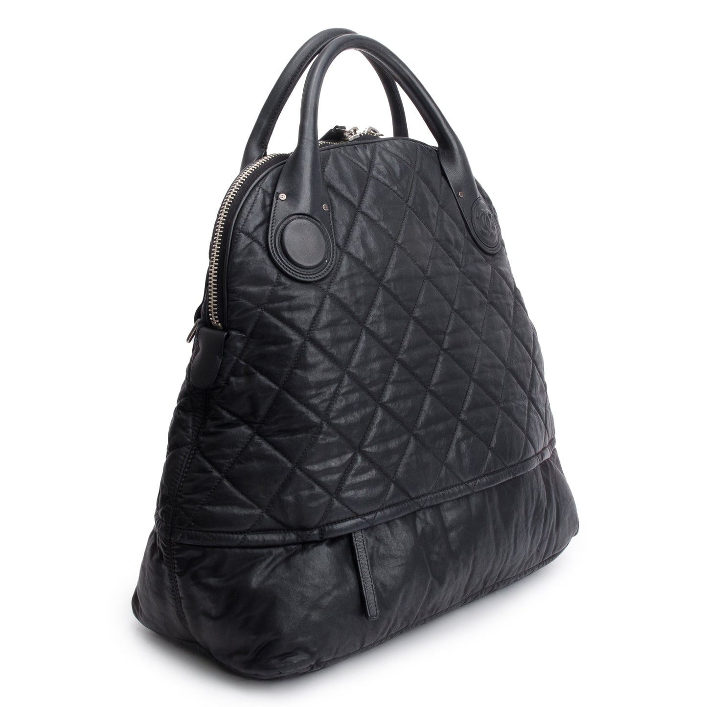Chanel Black Quilted Calfskin Leather Expandable Travel Bag