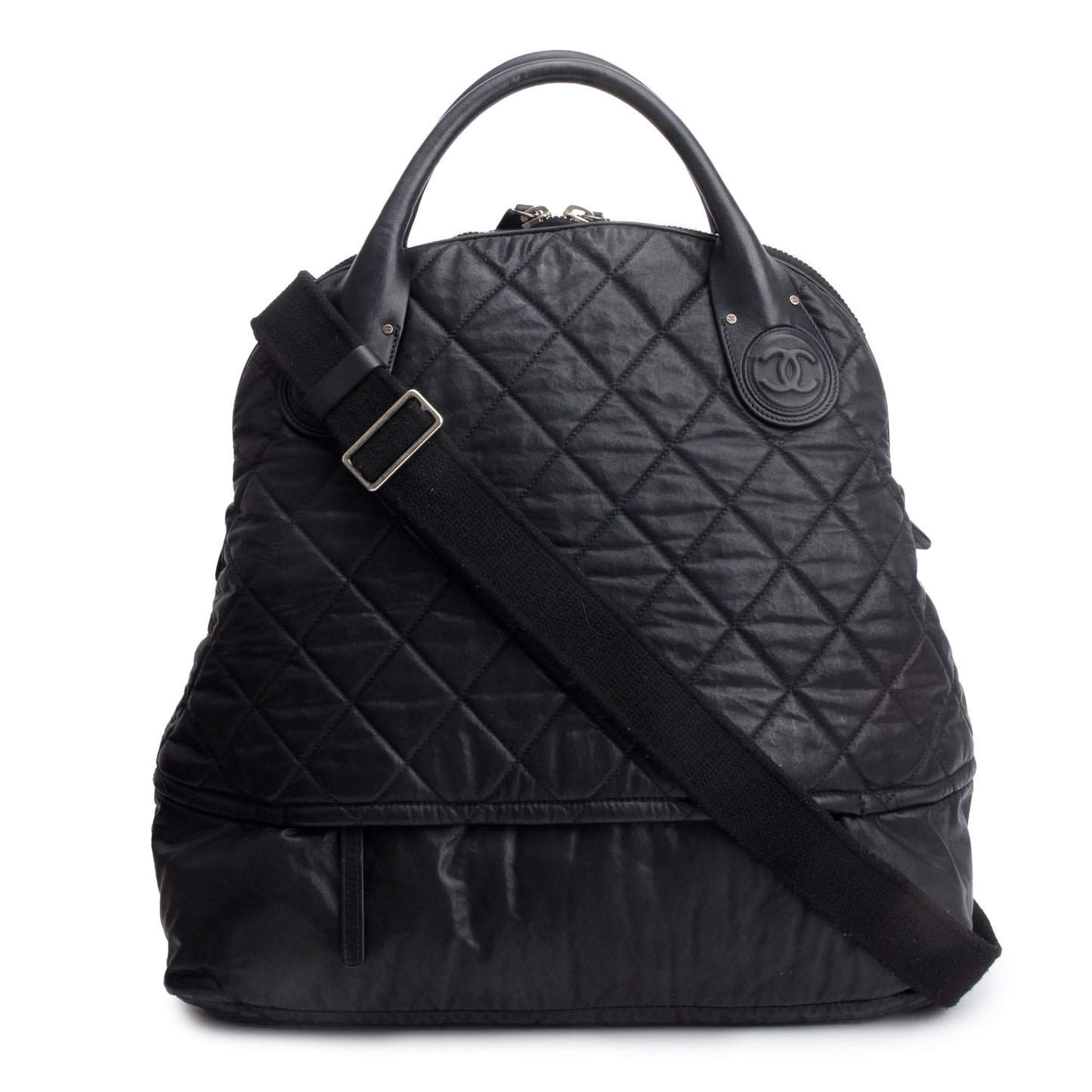 Chanel Black Quilted Calfskin Leather Expandable Travel Bag