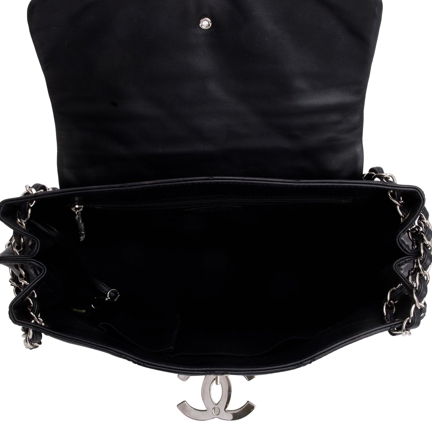Chanel Black Quilted Calfskin Leather Large Double Stitch Hamptons Flap Bag