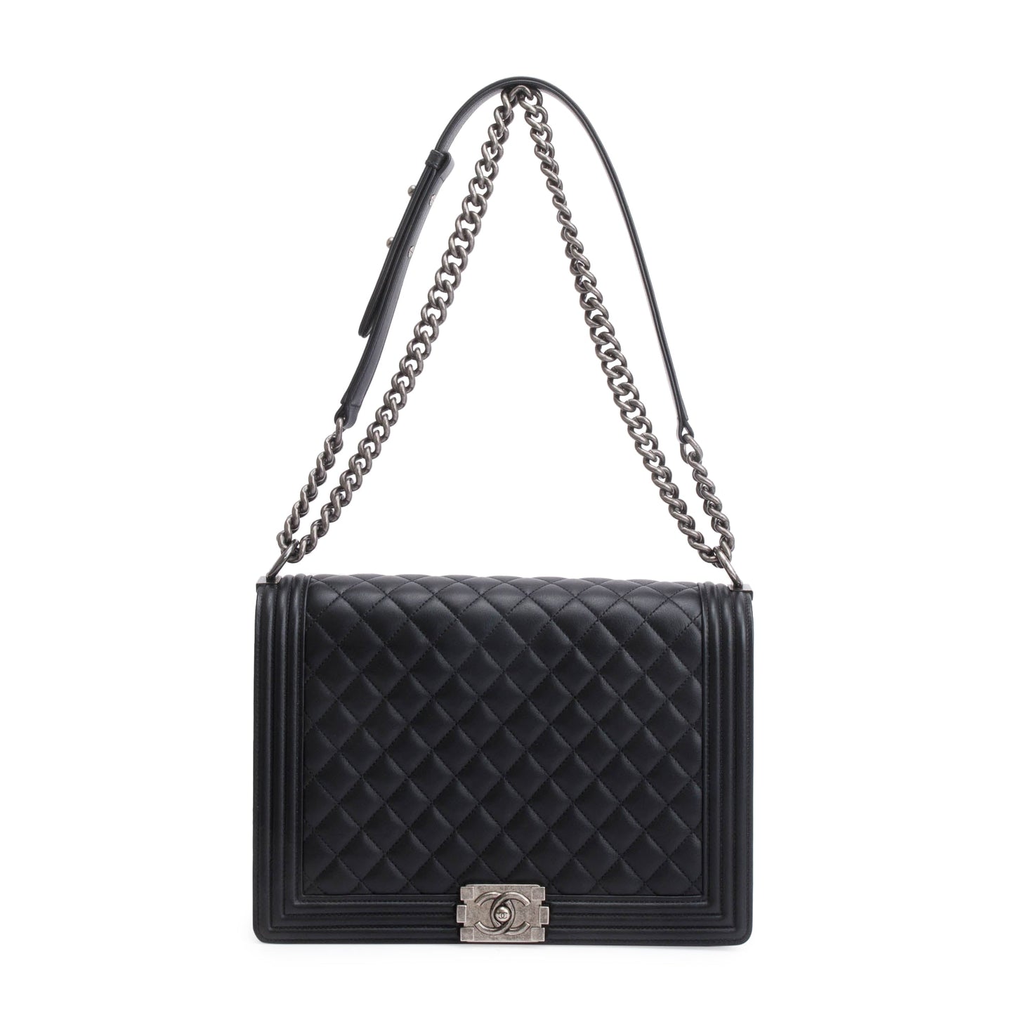 Chanel Black Quilted Calfskin Leather XL Boy Bag