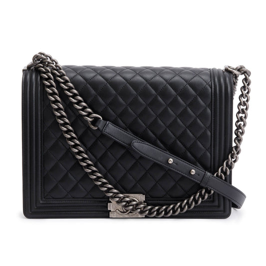 Chanel Black Quilted Calfskin Leather XL Boy Bag