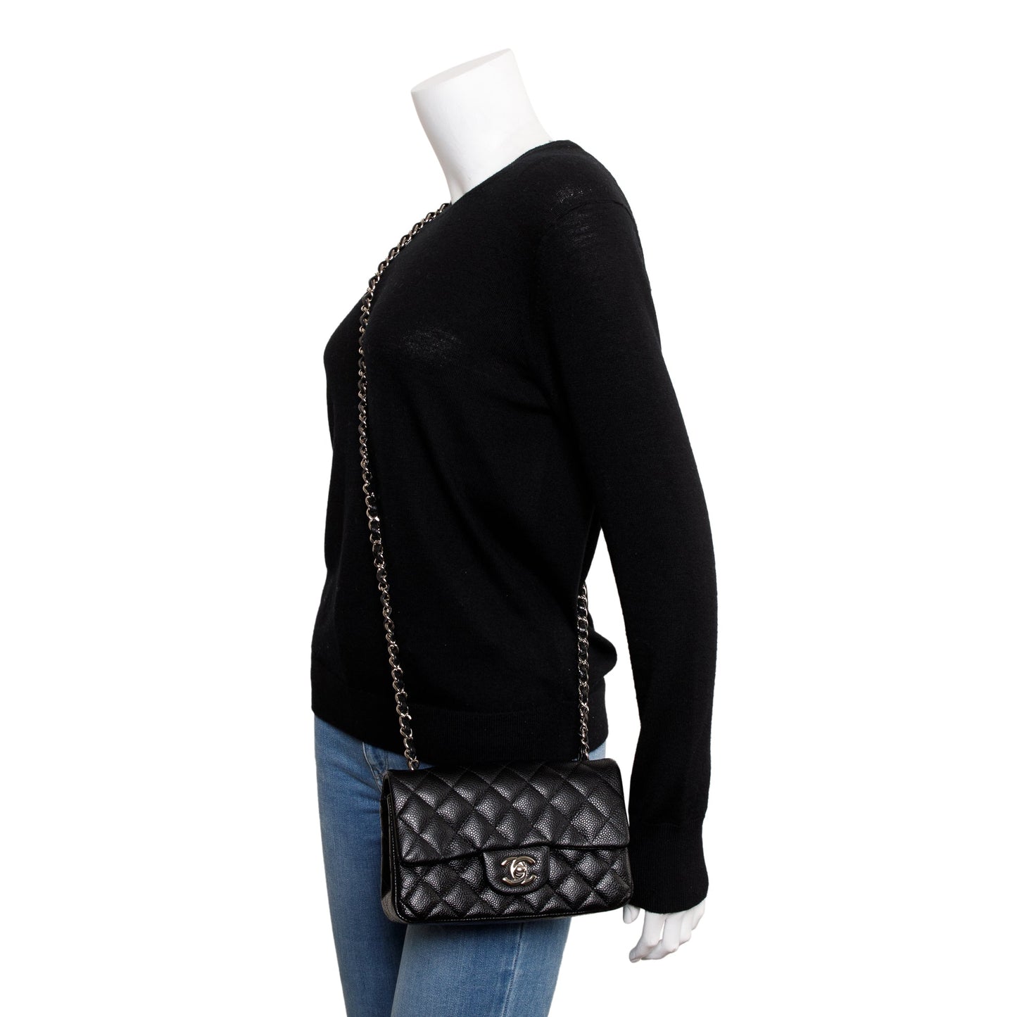 Chanel Black Quilted Caviar Classic Mini Rectangular Flap Bag