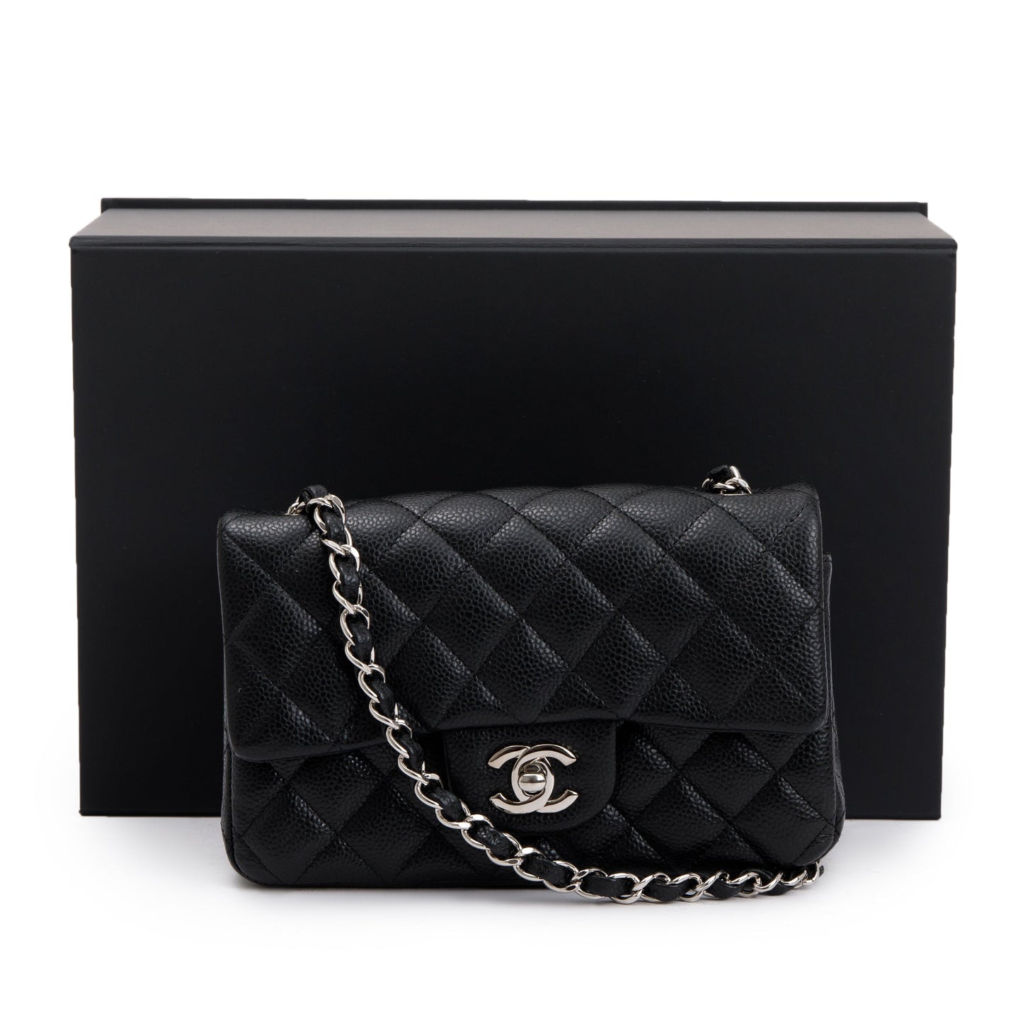 Chanel Black Quilted Caviar Classic Mini Rectangular Flap Bag