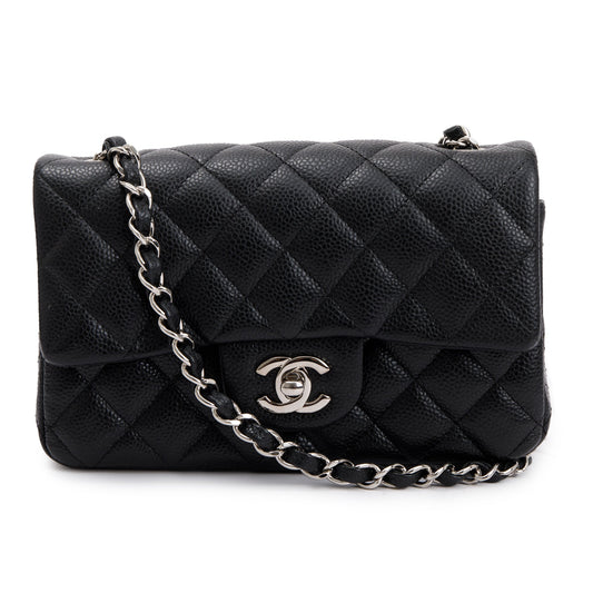 Chanel Black Quilted Caviar Classic Mini Rectangular Flap Bag