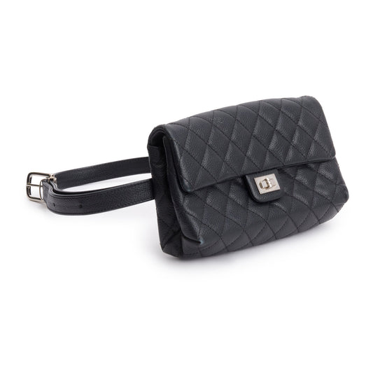 Chanel Black Quilted Caviar Leather 2.55 Reissue Flap Belt Bag