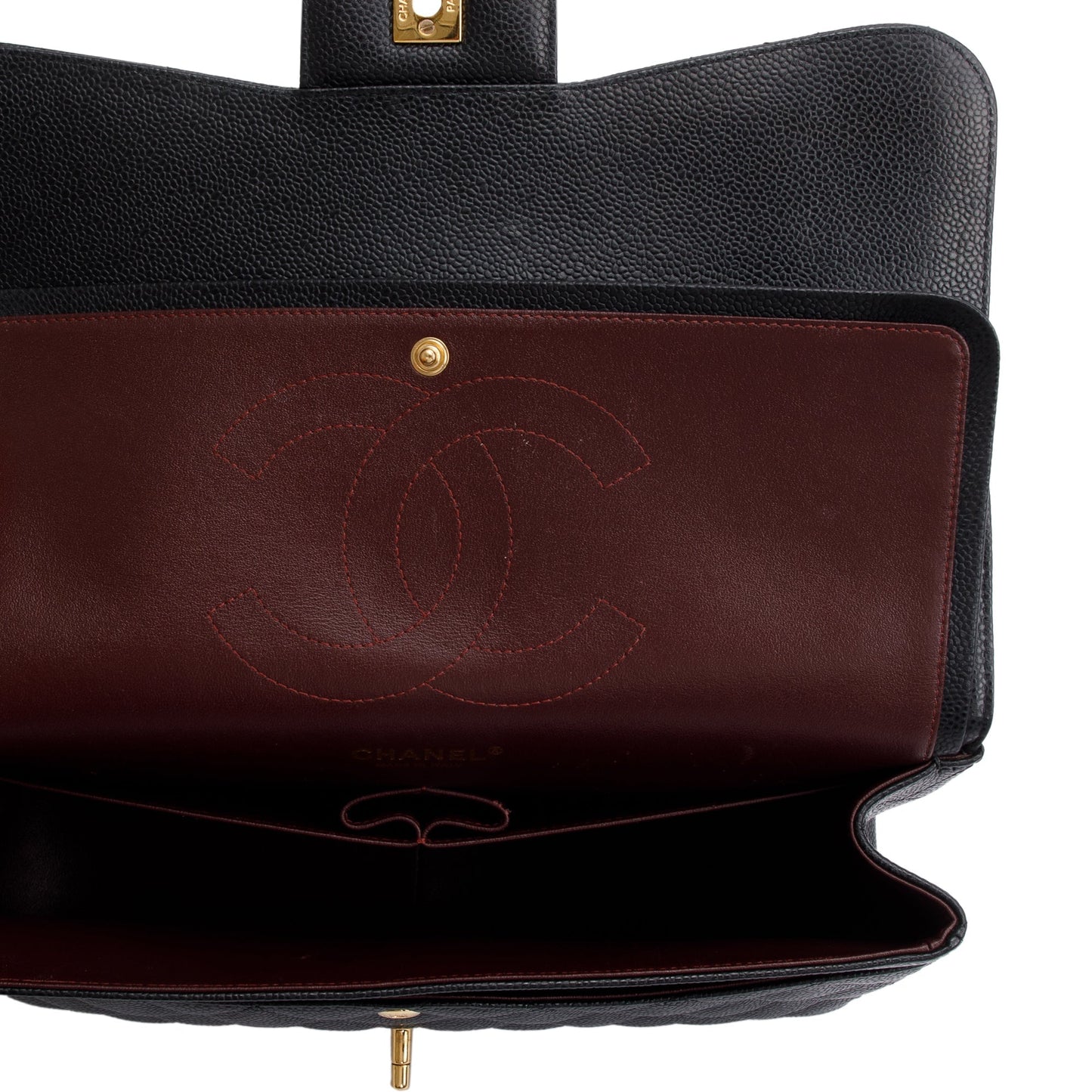 Chanel Black Quilted Caviar Leather Classic Jumbo Double Flap Bag