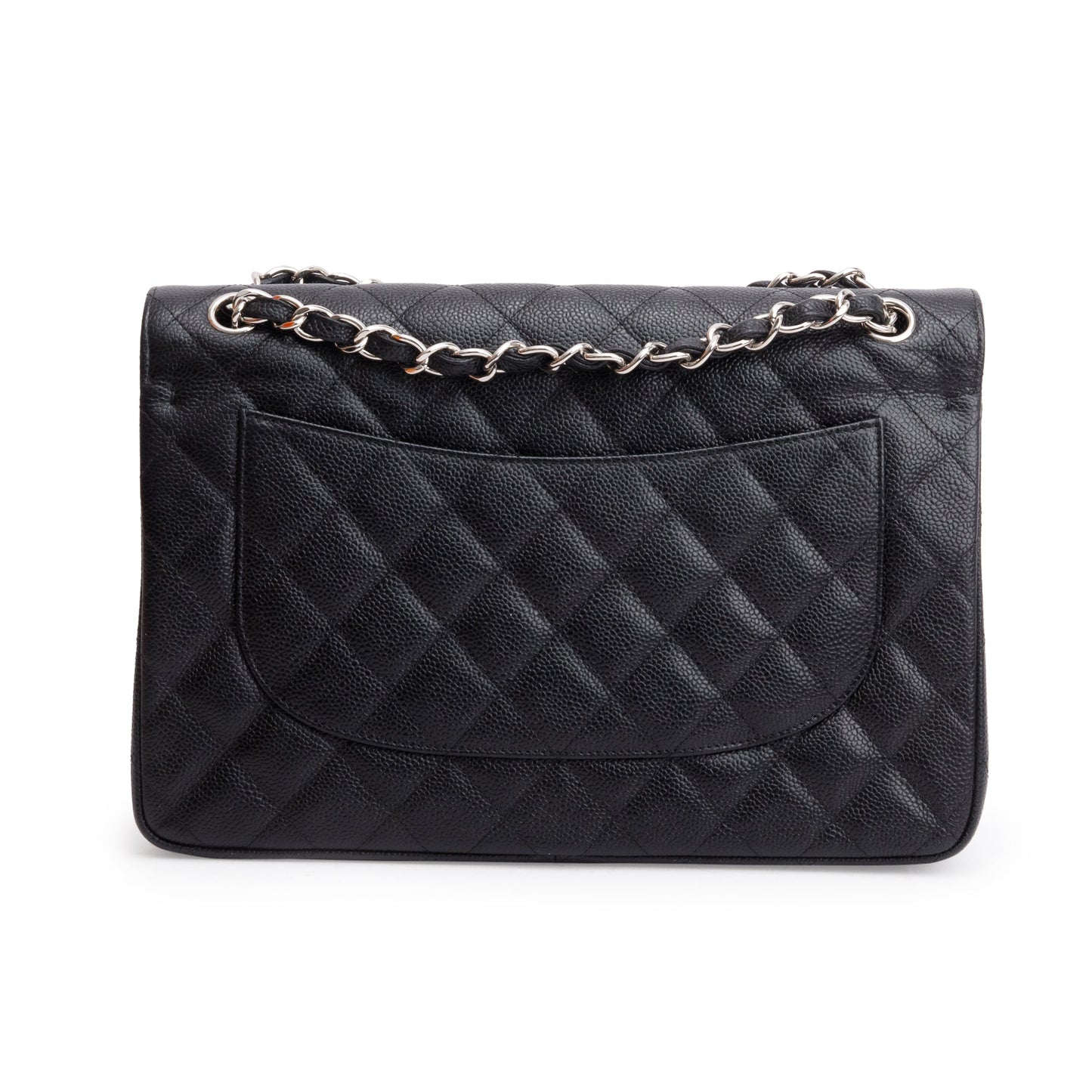 Chanel Black Quilted Caviar Leather Classic Jumbo Double Flap Bag