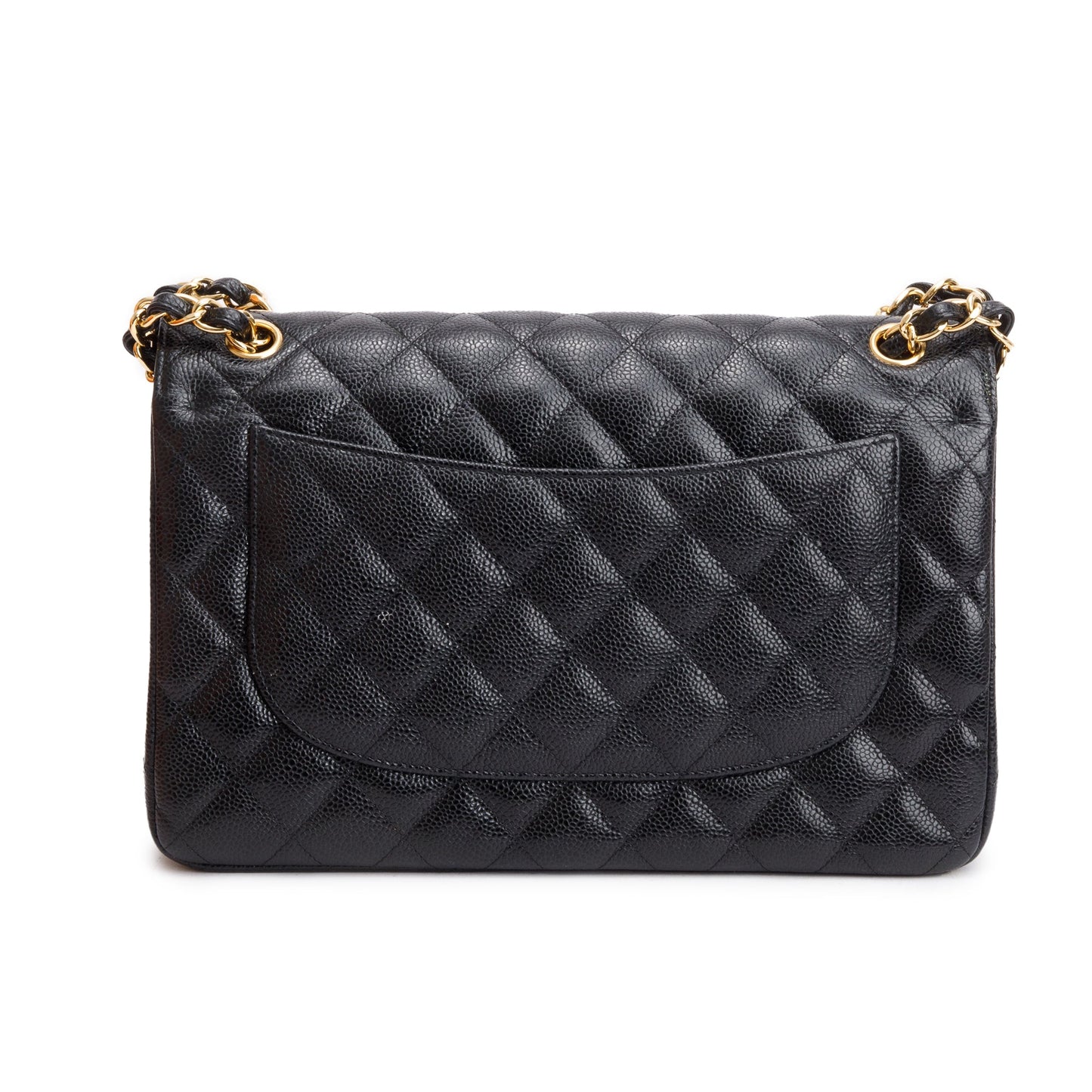 Chanel Black Quilted Caviar Leather Classic Jumbo Double Flap Bag
