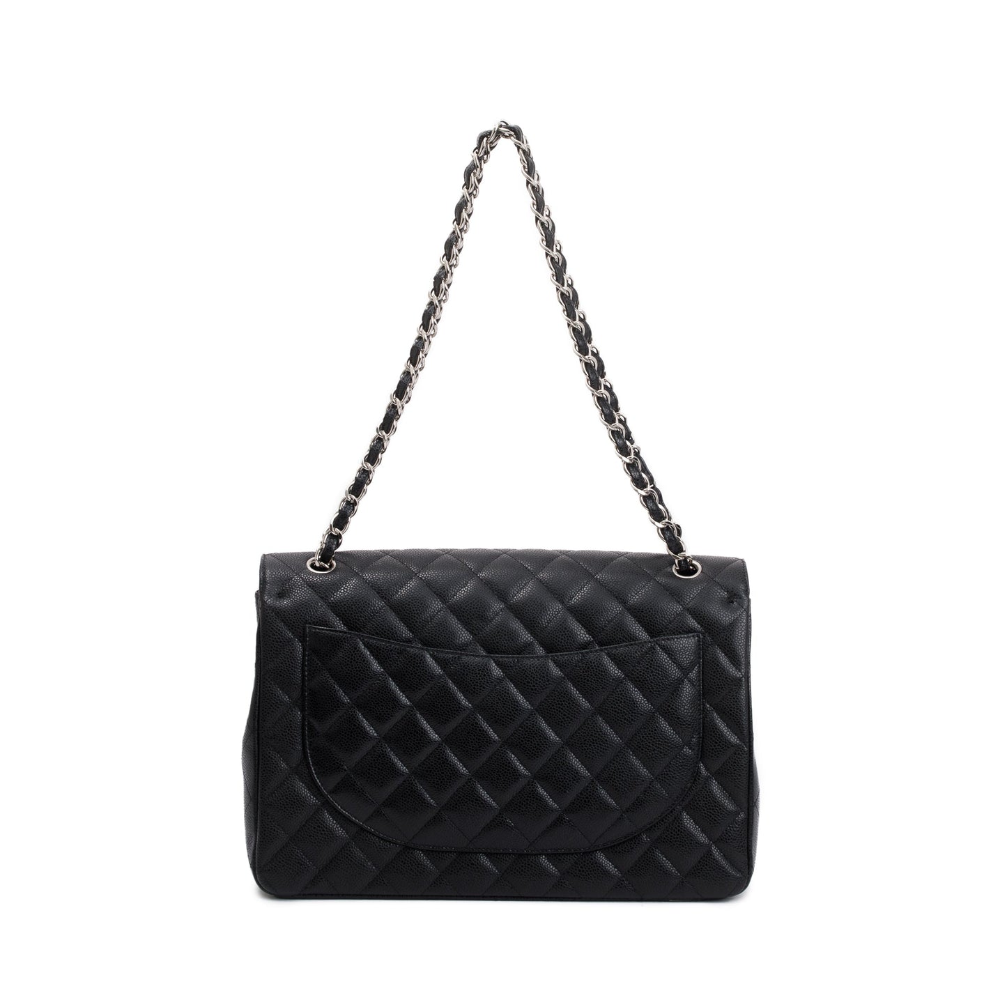 Chanel Black Quilted Caviar Leather Classic Maxi Double Flap Bag