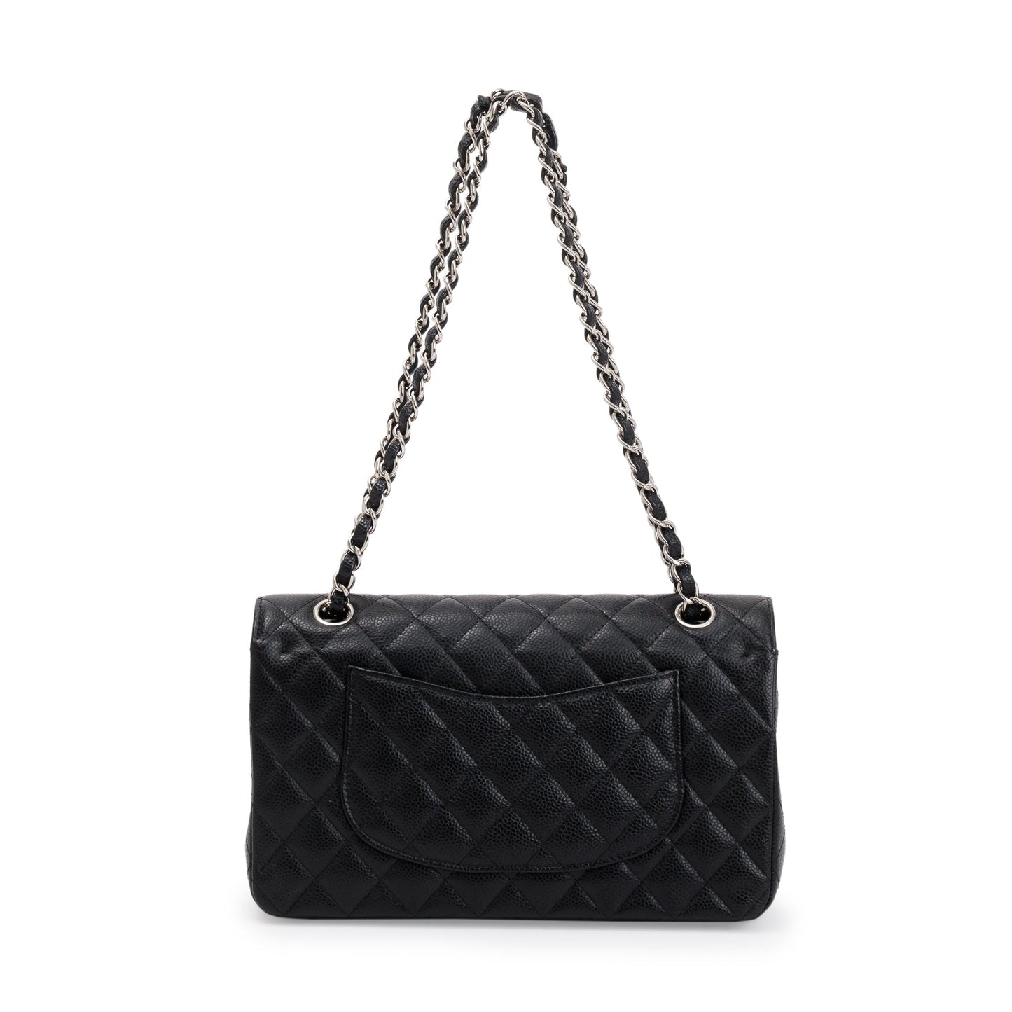 Chanel Black Quilted Caviar Leather Classic Medium Double Flap Bag