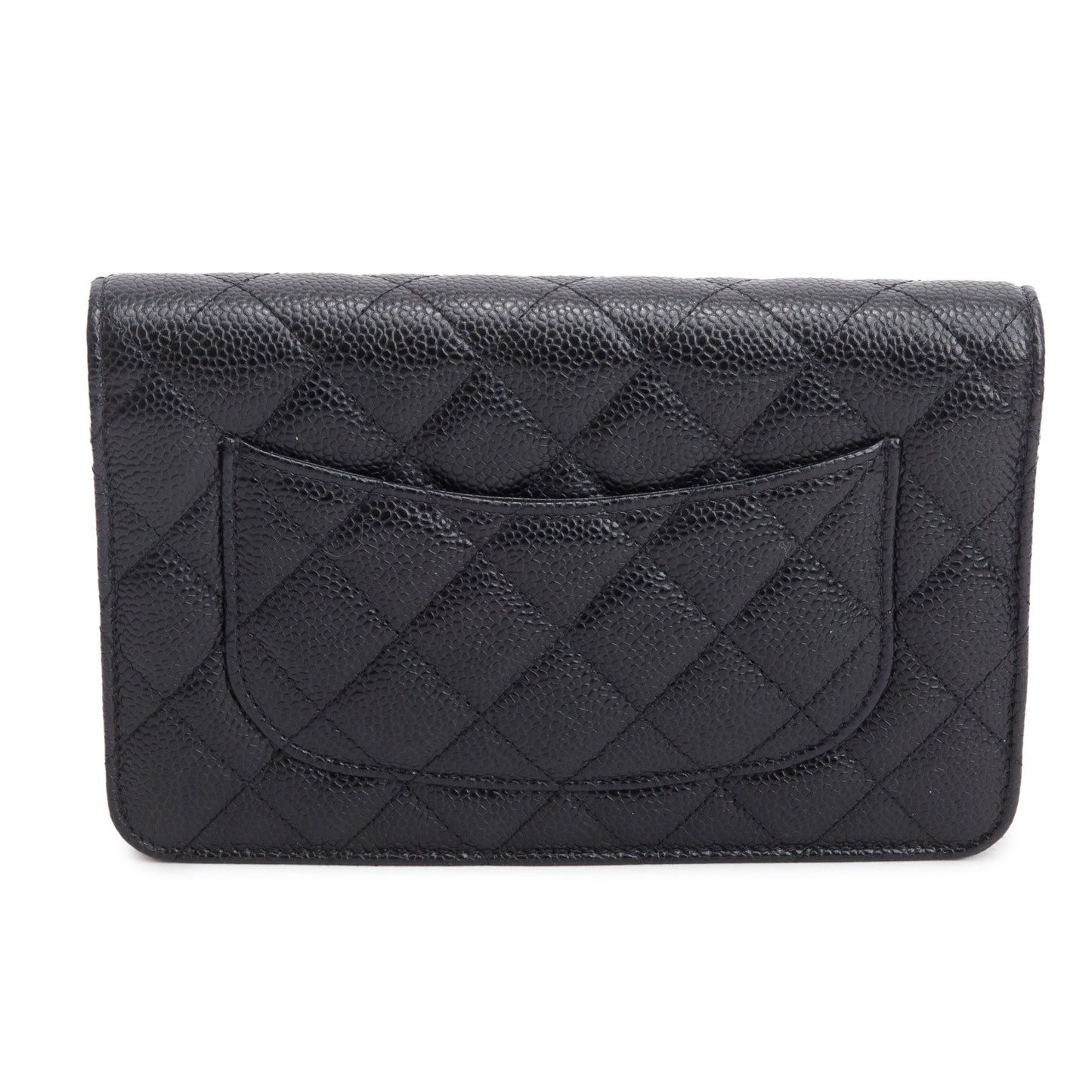 Chanel Black Quilted Caviar Leather Classic Wallet on Chain