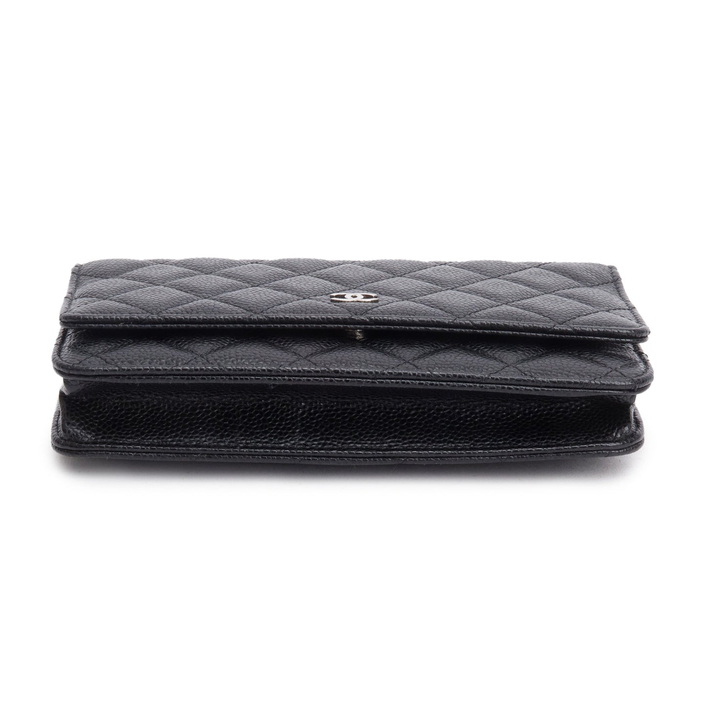 Chanel Black Quilted Caviar Leather Classic Wallet on Chain