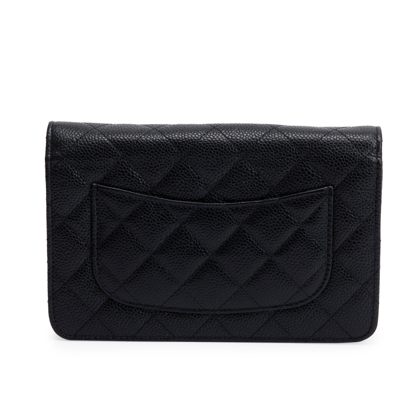 Chanel Black Quilted Caviar Leather Classic Wallet on Chain
