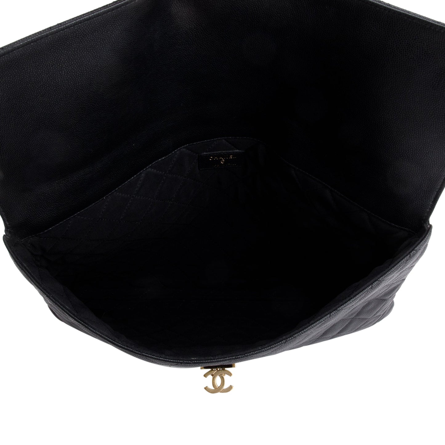 Chanel Black Quilted Caviar Leather Golden Class O-Case Clutch