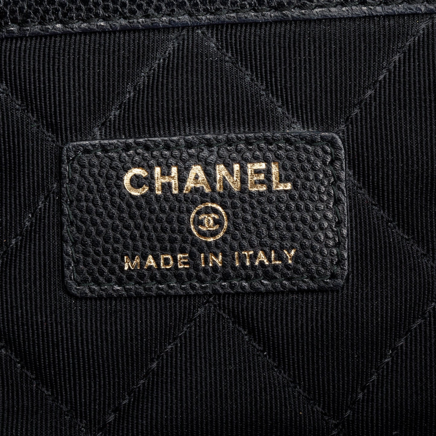 Chanel Black Quilted Caviar Leather Golden Class O-Case Clutch