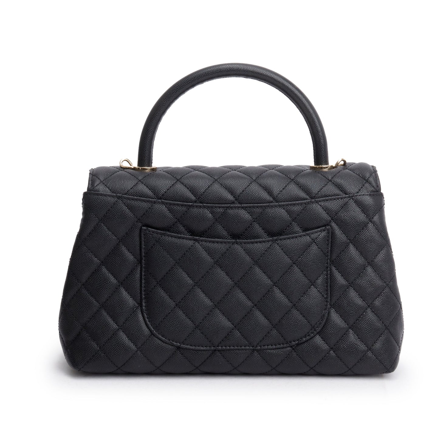 Chanel Black Quilted Caviar Leather Large Flap Top Handle Bag
