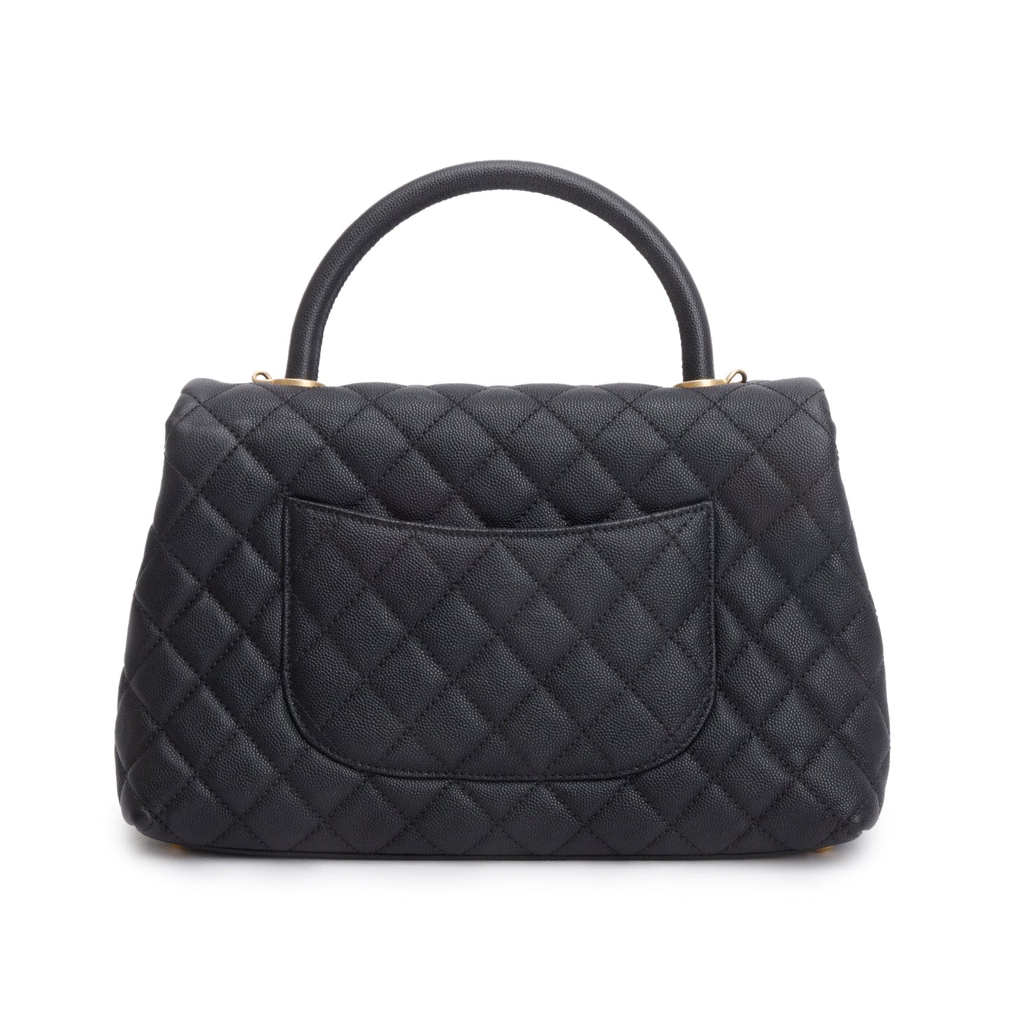 Chanel Black Quilted Caviar Leather Medium Coco Handle Bag