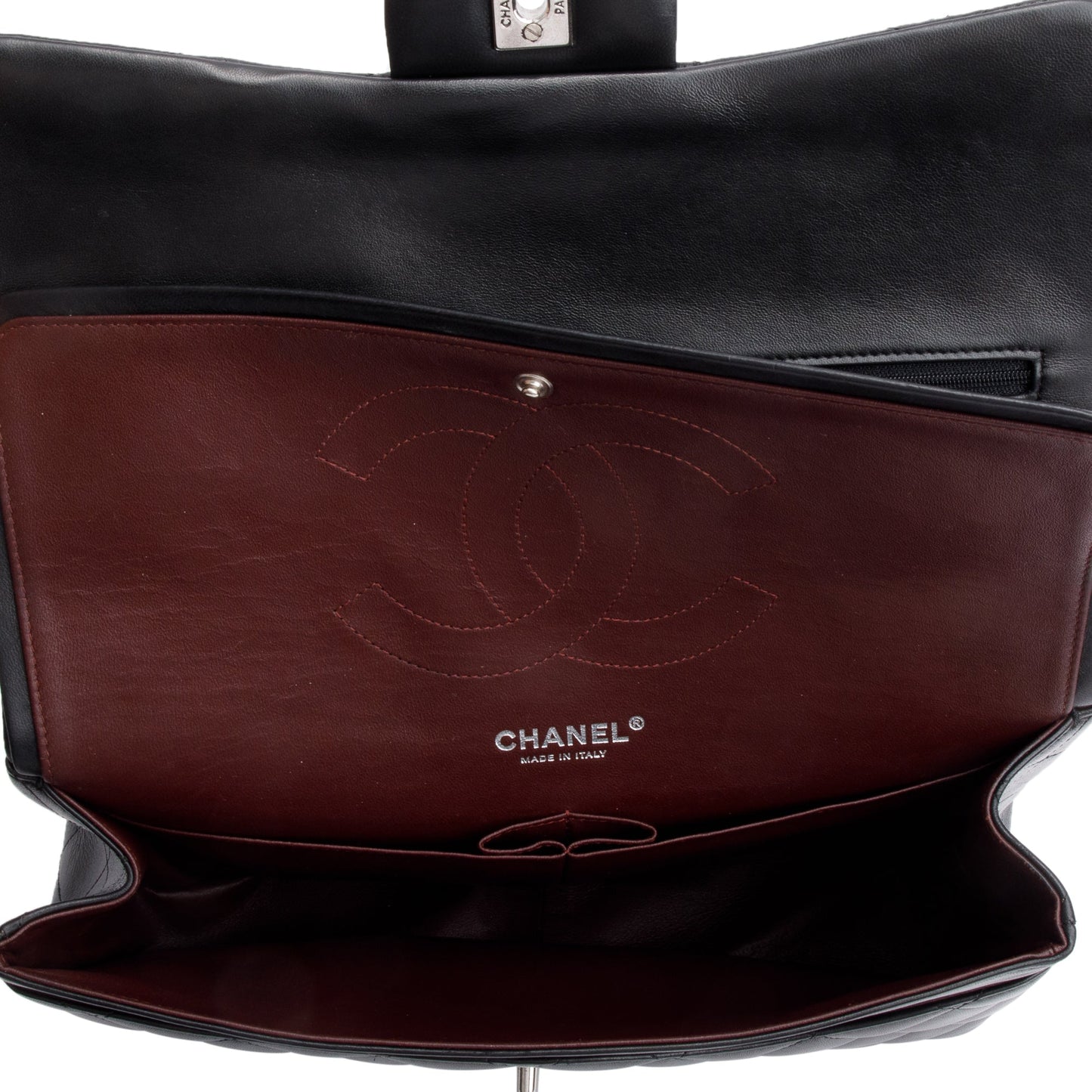 Chanel Black Quilted Lambskin Leather Classic Jumbo Double Flap Bag