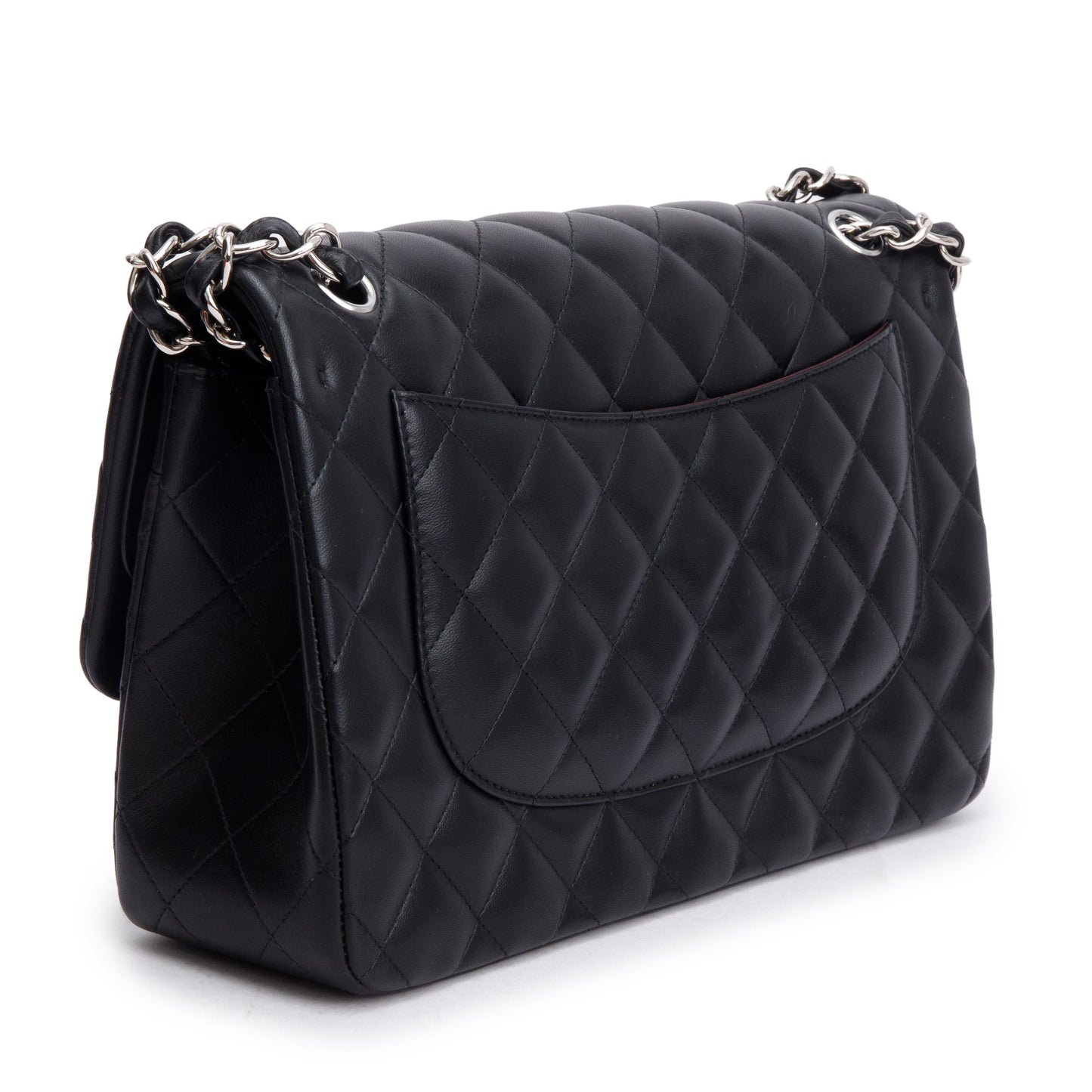 Chanel Black Quilted Lambskin Leather Classic Jumbo Double Flap Bag