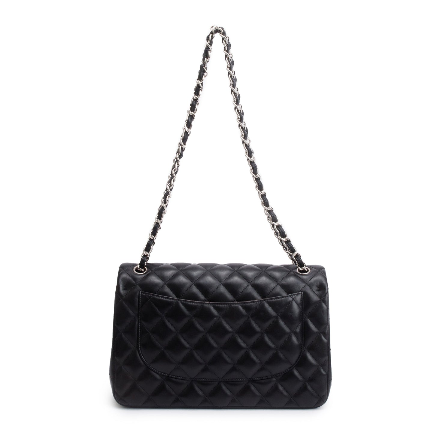 Chanel Black Quilted Lambskin Leather Classic Jumbo Double Flap Bag