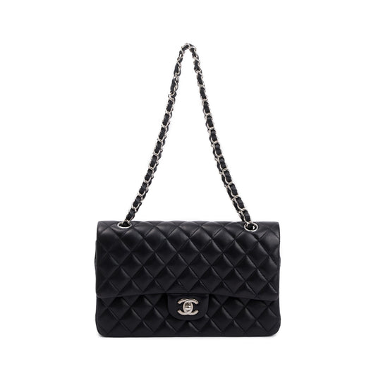 Chanel Black Quilted Lambskin Leather Classic Medium Double Flap Bag