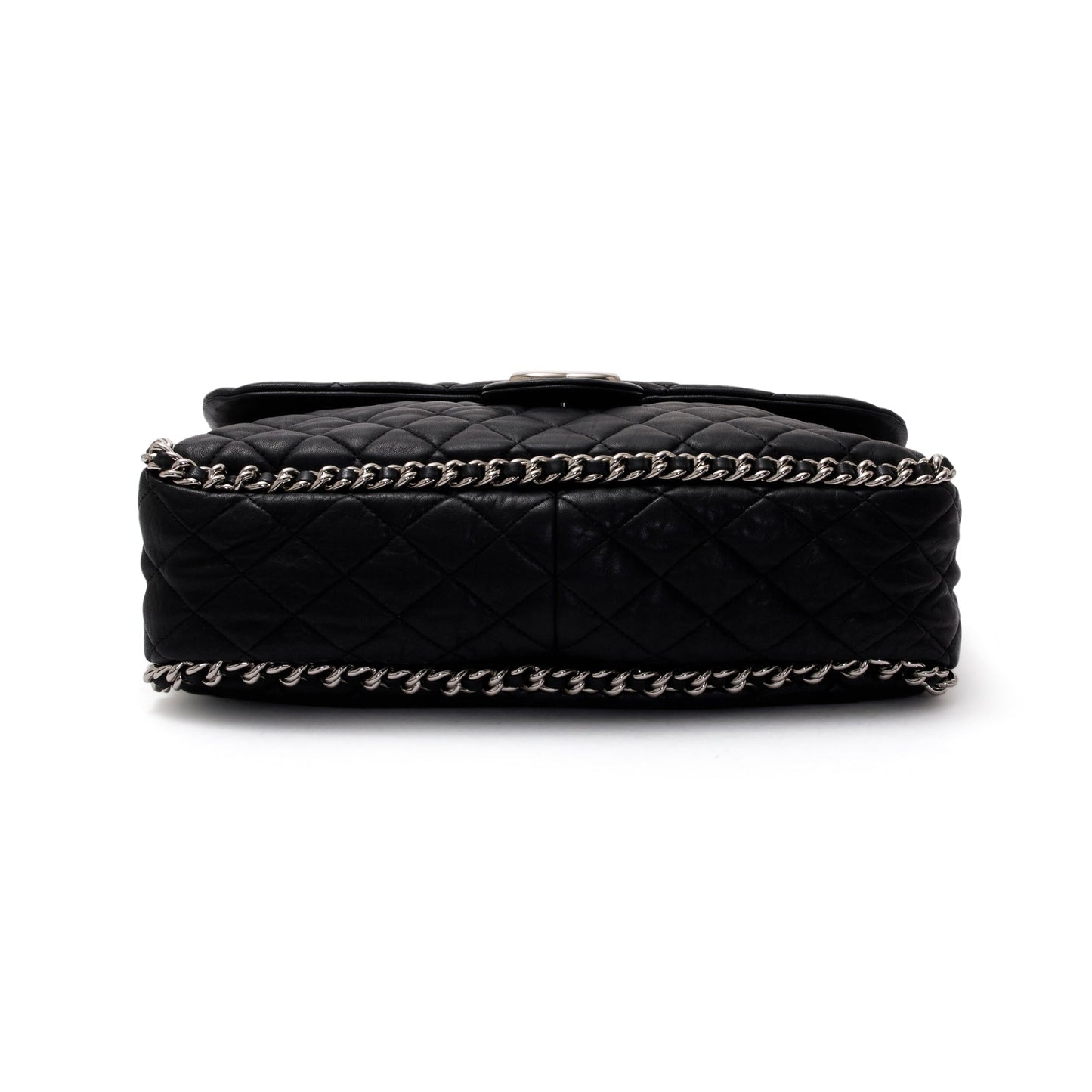 Chanel Black Quilted Lambskin Leather Maxi Chain Around Flap Bag