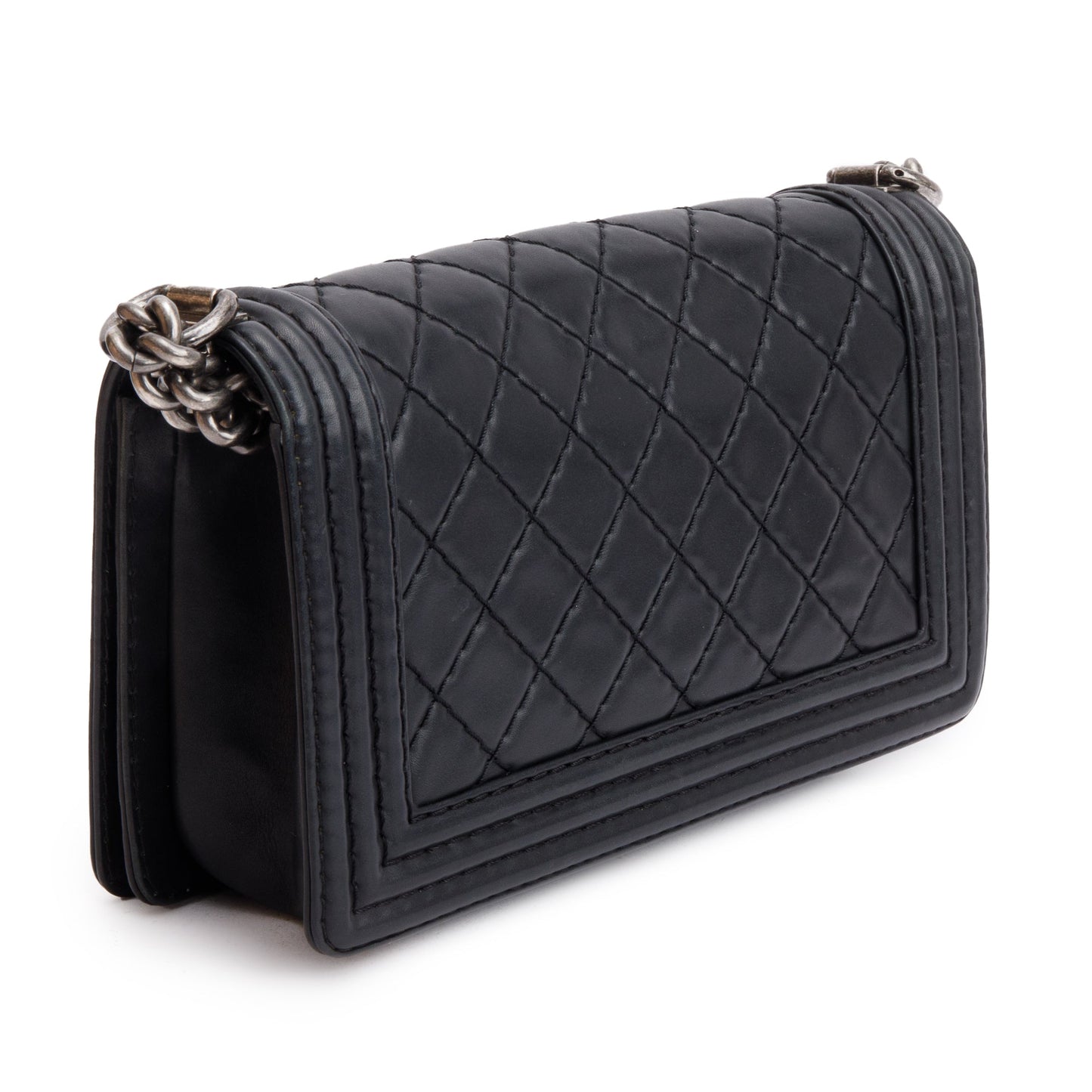 Chanel Black Quilted Lambskin Leather Medium Stitch It Boy Bag