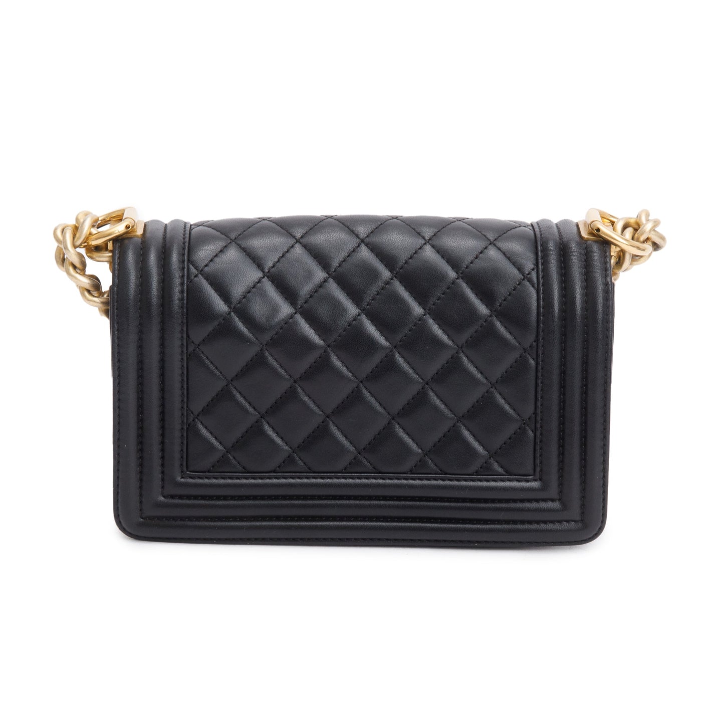 Chanel Black Quilted Lambskin Leather Small Boy Bag