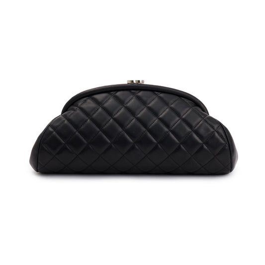 Chanel Black Quilted Lambskin Leather Timeless Frame Clutch