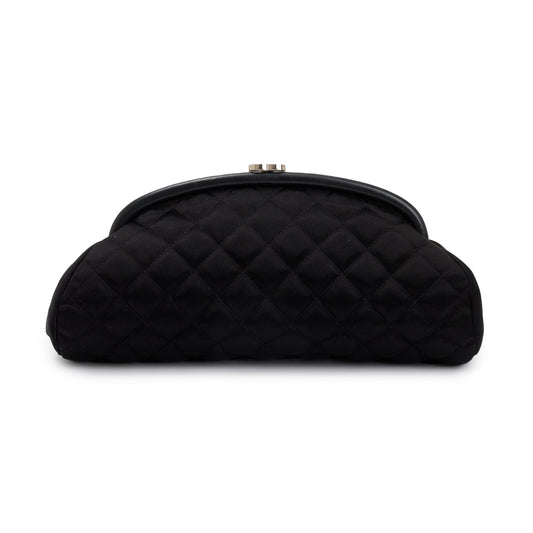 Chanel Black Quilted Satin Timeless Frame Clutch