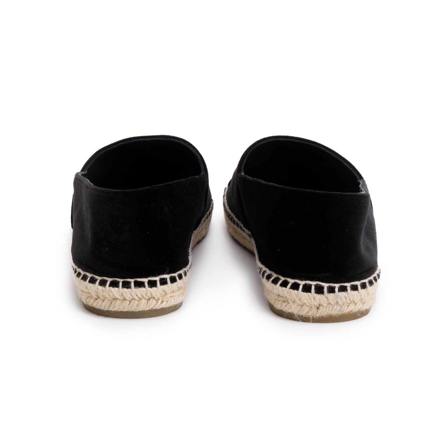 Chanel Black Velvet Graphic Logo Espadrilles, Size 38