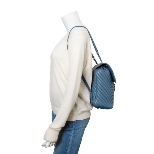 Chanel Blue Chevron Quilted Lambskin Leather Small Urban Spirit Backpack