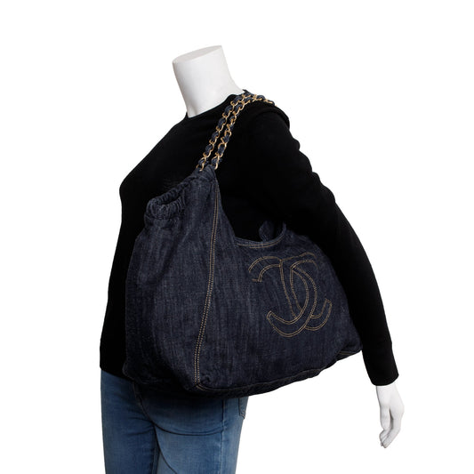 Chanel Blue Denim XL Coco Cabas Bag