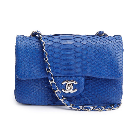 Chanel Blue Python Classic Mini Rectangular Flap Bag