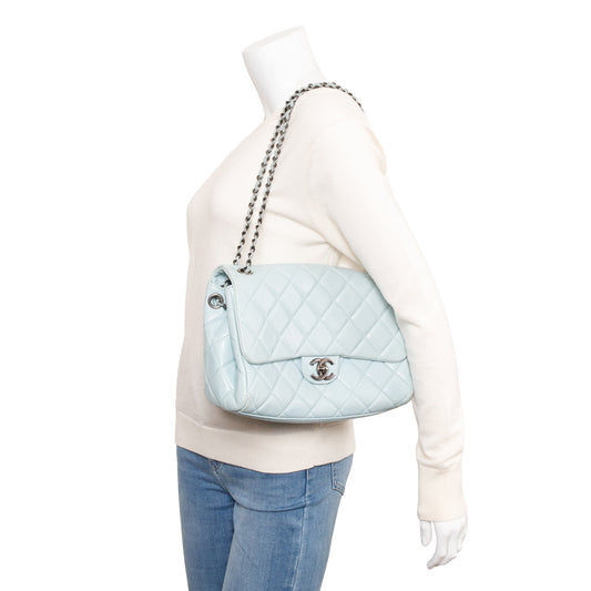 Chanel Blue Quilted Calfskin Leather Coco Soft Single Flap Bag