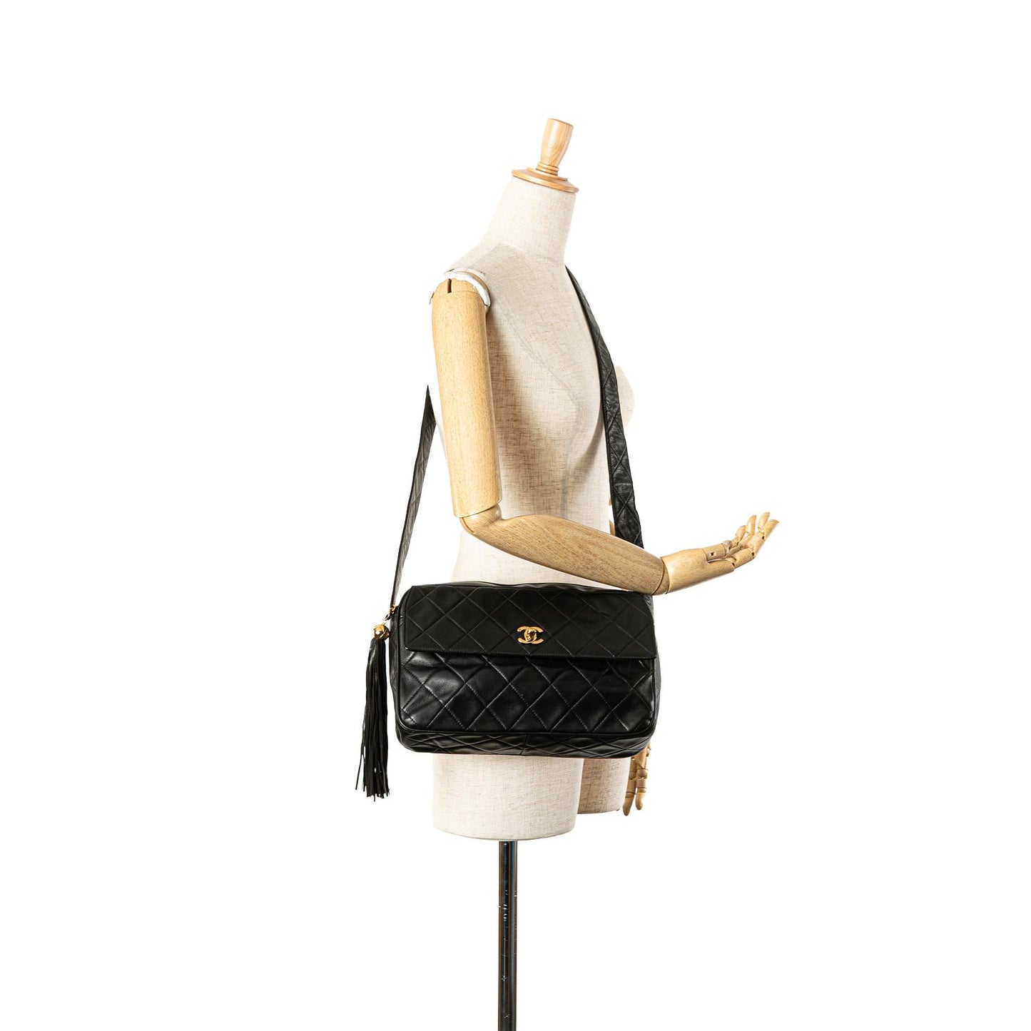 Chanel CC Quilted Lambskin Tassel Crossbody