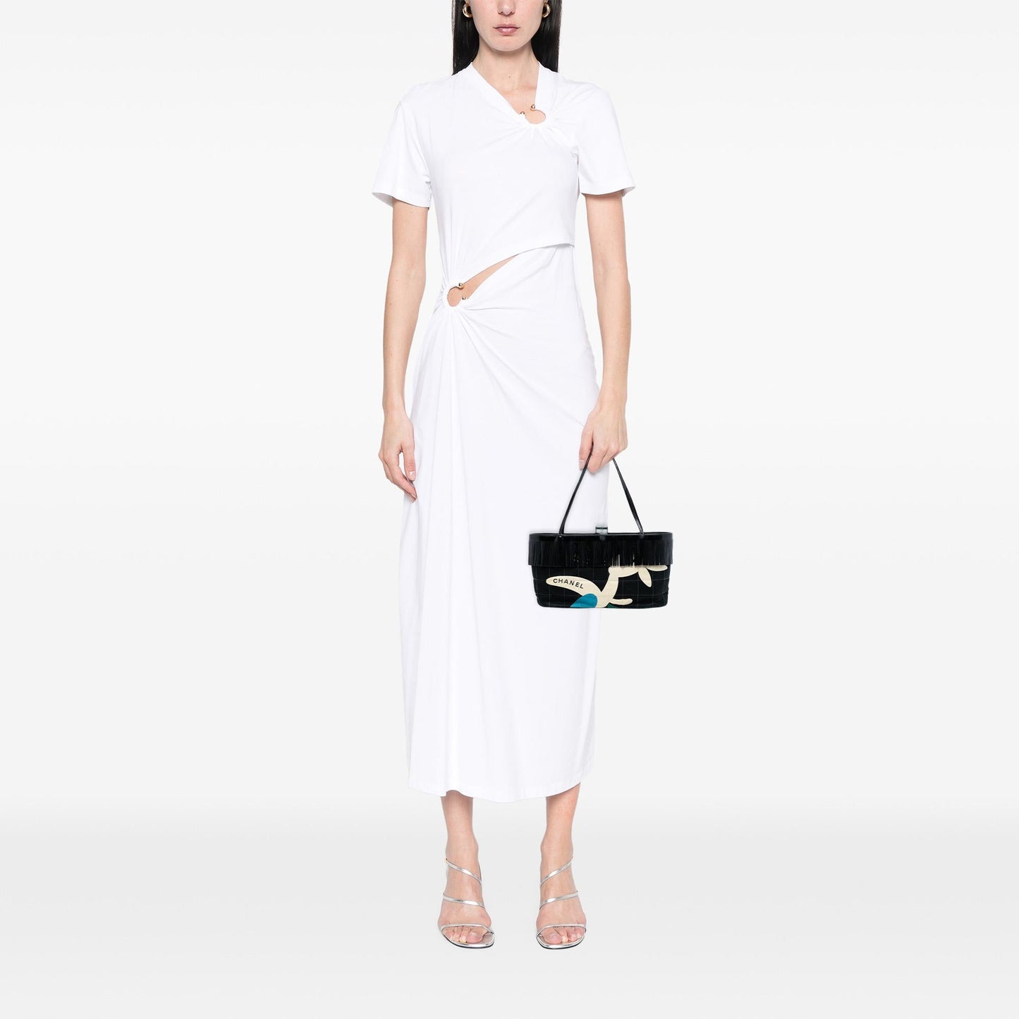 Chanel Chocolate Bar Printed Canvas Fringe Handbag