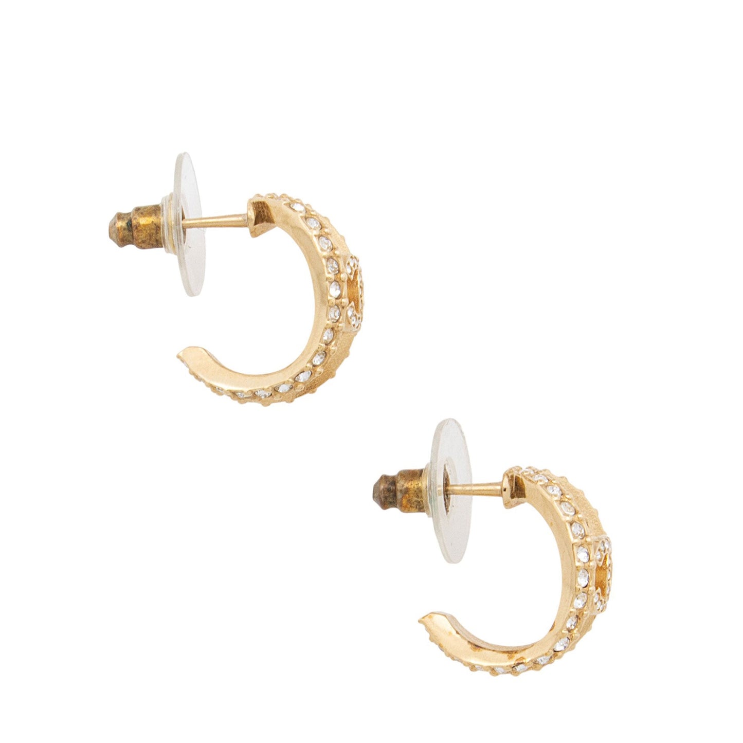Chanel Crystal CC Hoop Earrings