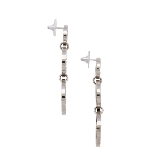 Chanel Crystal CC Triple Circle Drop Earrings