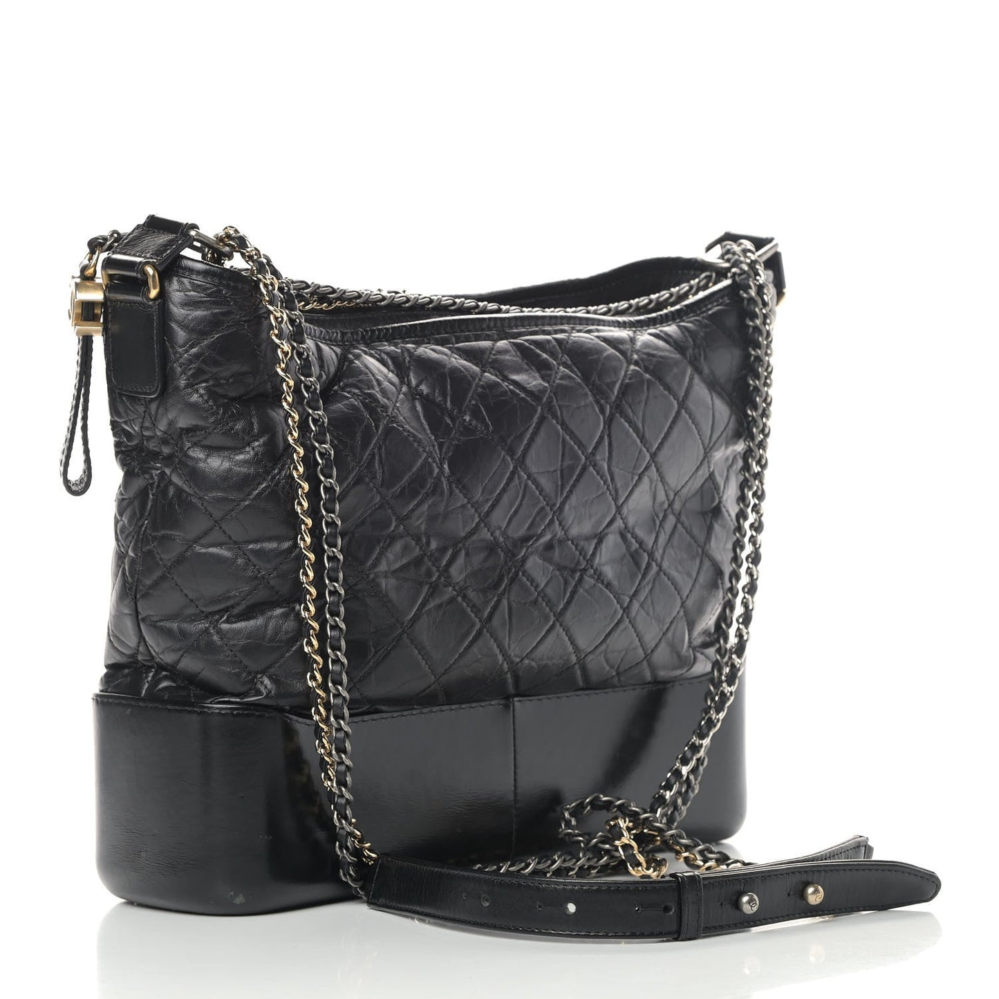 Luxury Chanel Aged Calfskin Quilted Medium Gabrielle Hobo Black