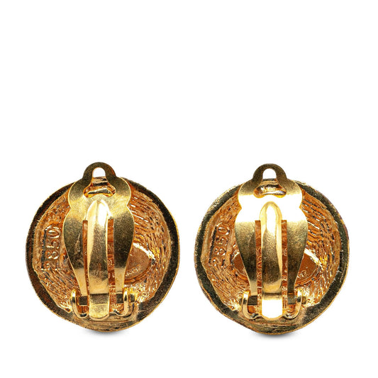 Chanel Gold Plated CC Clip On Earrings (SHG-h09o9s)