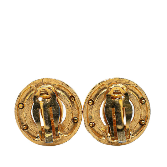 Chanel Gold Plated CC Clip On Earrings